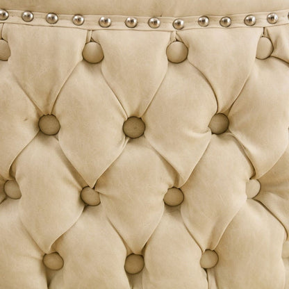 Swivel Barstools Adjusatble Seat Height With Chrome Base, Modern PU Upholstered Bar Stools with the whole Back Tufted, for Home Pub and Kitchen Island,Beige, Set of 2