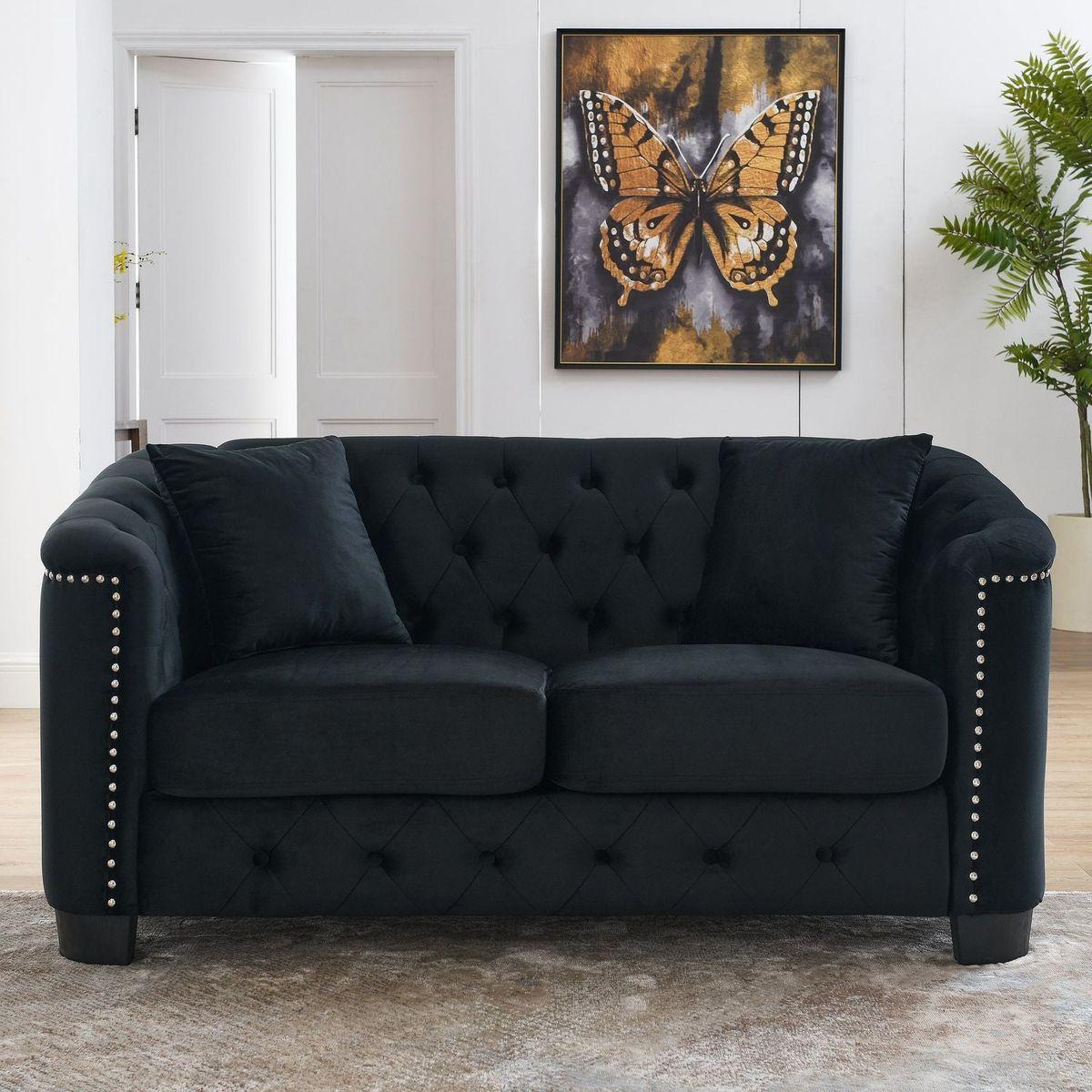 3-seater + 2-seater Combination sofa.Velvet black