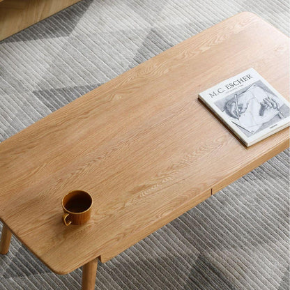 Center table Low Table 100% solid wood Top plate Desk Coffee table Width 100 x Depth 50 x Height 44 cm Study desk Work from home Easy to assemble Natural wood with storage shelf Natural writing desk