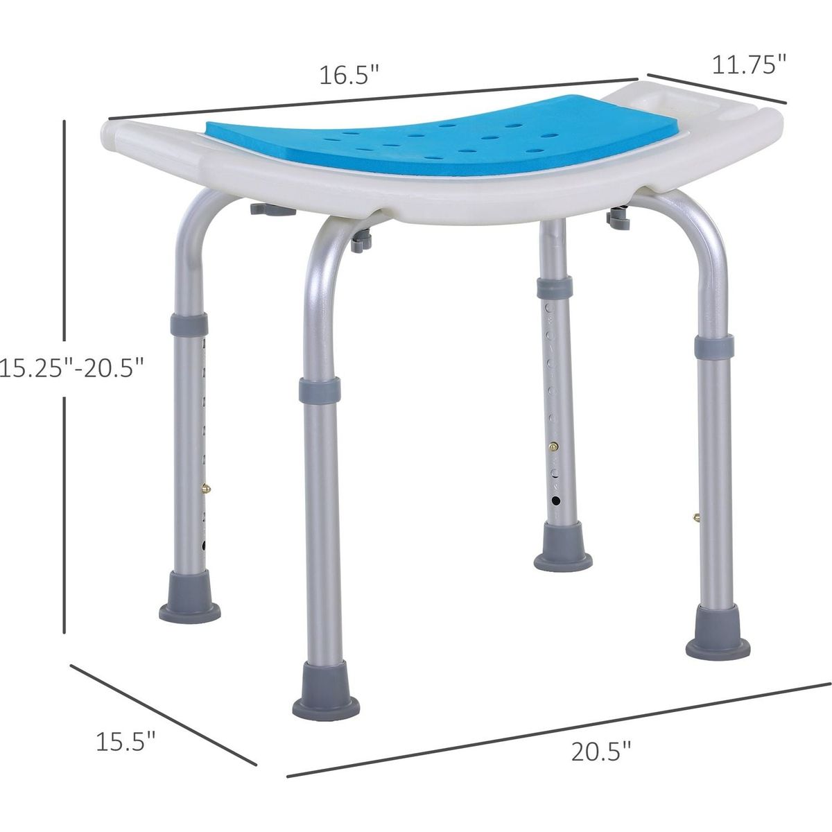 6-Level Adjustable Curved Bath Stool Spa Shower Chair Non-Slip Design for the Elderly, Injured, & Pregnant Women