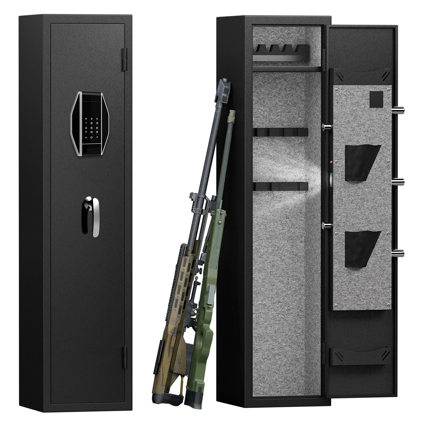 3-4 Gun Safe for Rifles and Pistols,Quick Access Password Gun Safe,High Security Metal Rifle Safe Locker with Removable Shelf and 2 Adjustable Gun Slots