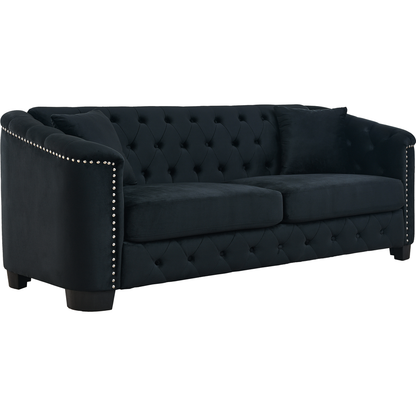 3-seater + 3-seater Combination sofa.Velvet black