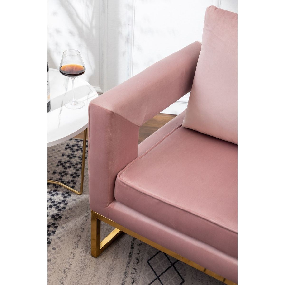 Lenola Contemporary Upholstered Accent Arm Chair, Pink