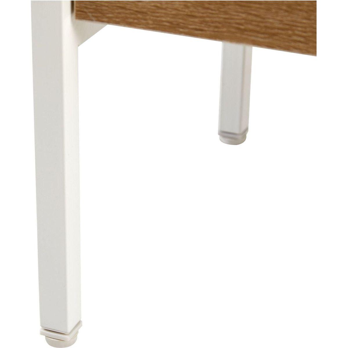 Set of 2, 15.75" Rattan End table with Power Outlet & USB Ports, Modern nightstand with drawer and metal legs, side table for living room, bedroom,white