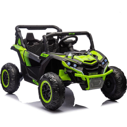 24V Two-Seater Kids Ride On UTV W/Parents Remote Control,Four-Wheel Suspension,Slow Start,Large wheel design,Anti-collision bar,Storage space,Music,USB,Bluetooth,Volume control,LED lights for Kids 3+.