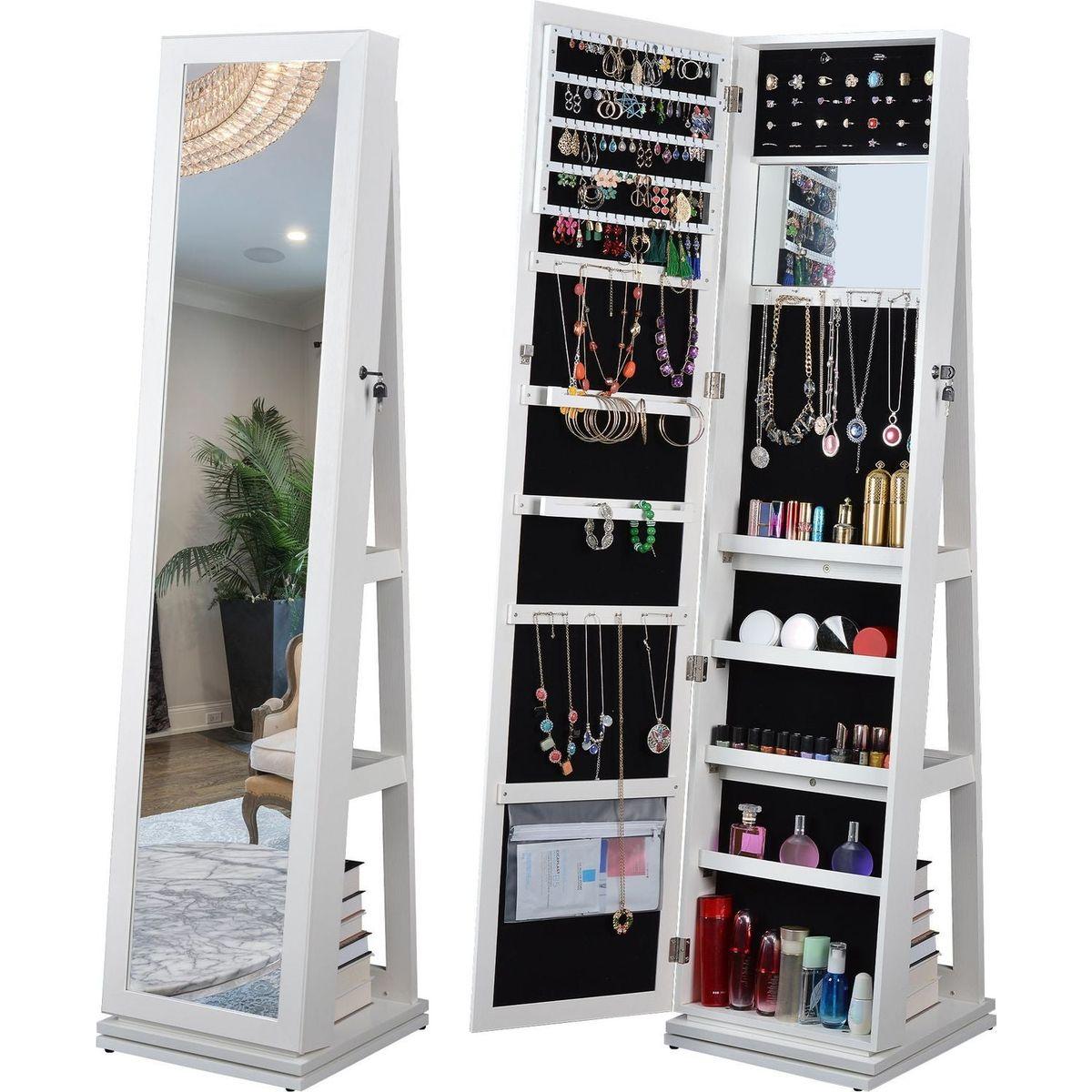 Full Length Mirror 360 Swivel Jewelry Cabinet