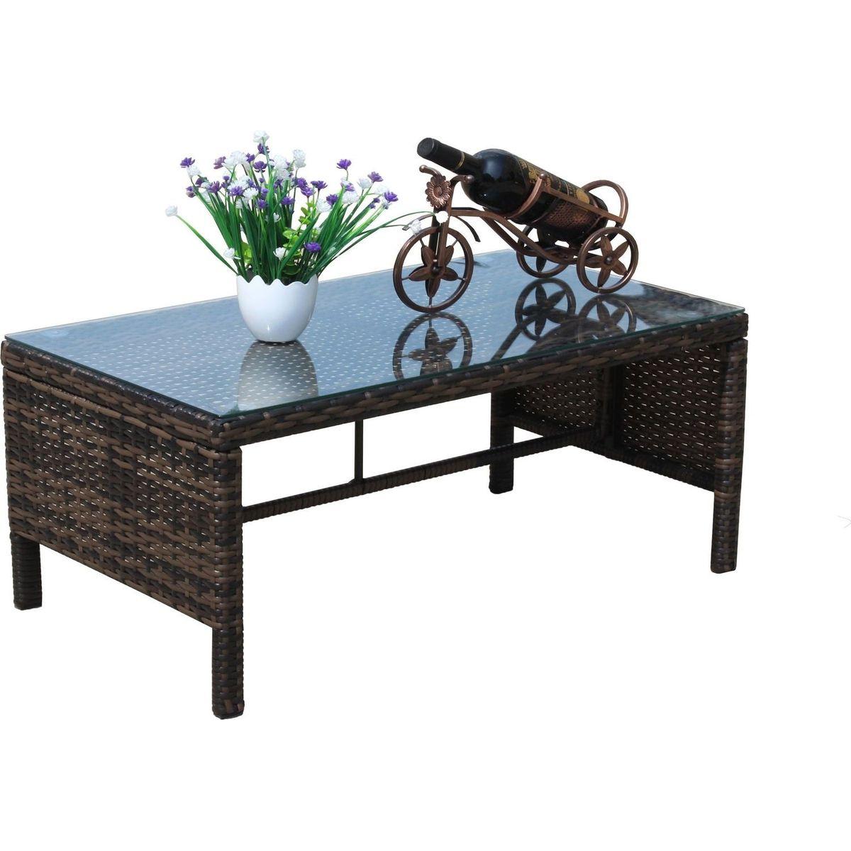 Outdoor patio Furniture 1 Coffee Table with clear tempered glass