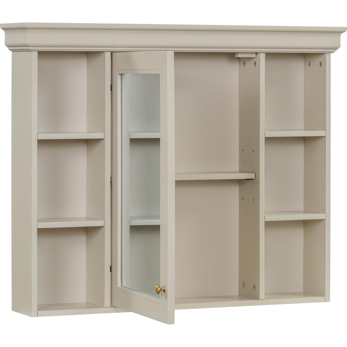 35" x 28" Blue Wall Mounted Bathroom Storage Cabinet with Mirror Door, Modern Bathroom Wall Cabinet with Mirror, Medicine Cabinet with 6 Open Shelves