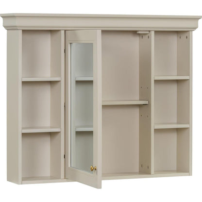 35" x 28" Blue Wall Mounted Bathroom Storage Cabinet with Mirror Door, Modern Bathroom Wall Cabinet with Mirror, Medicine Cabinet with 6 Open Shelves