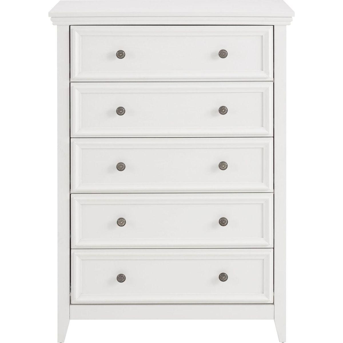 Modern 5 Drawers Dresser 5 Drawers Cabinet,Chest of Drawers Closet Organizers and Storage Clothes Storage Drawers Cabinet for Living Room, Farmhouse Dresser Organizer WHITE