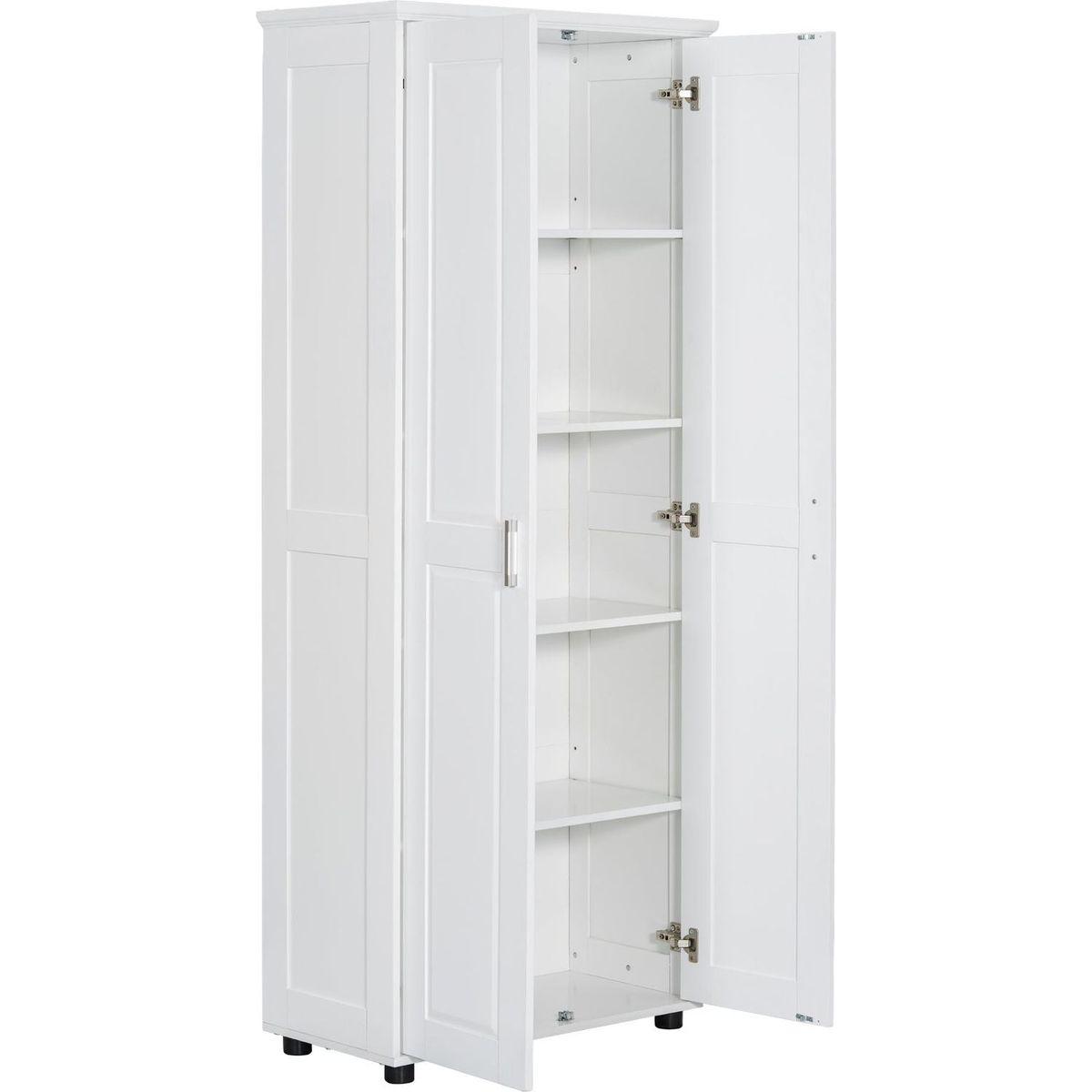 Storage Cabinet with Two Doors for Bathroom, Office, Adjustable Shelf, MDF Board, White