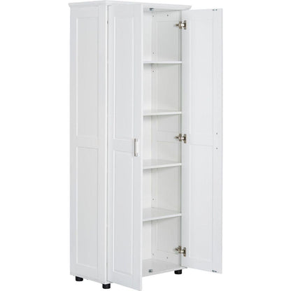 Storage Cabinet with Two Doors for Bathroom, Office, Adjustable Shelf, MDF Board, White