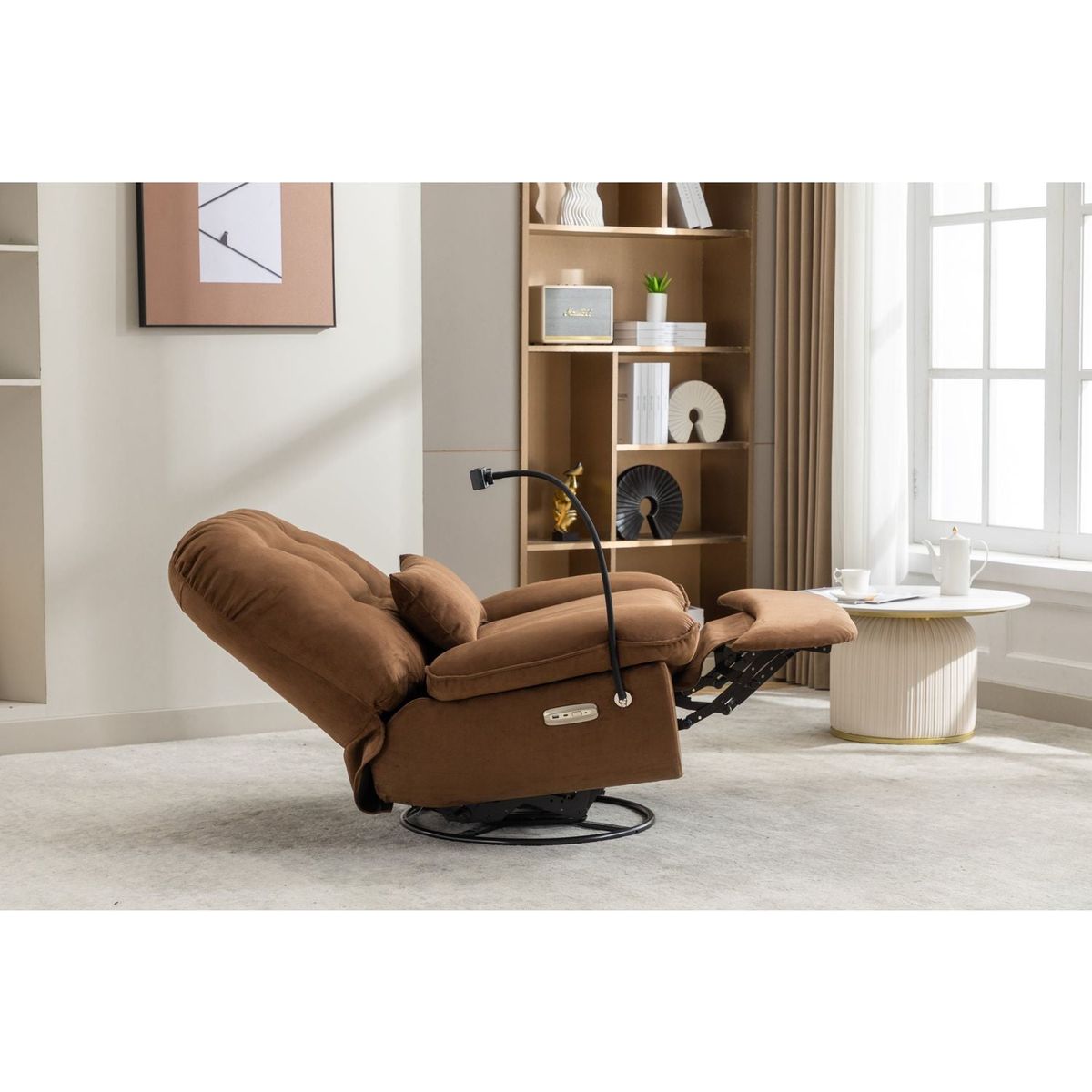 Power Recliner Swivel Glider USB Charger With Bluetooth Music Player Different Function Sleep Working Game and Leisure Model Grey