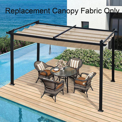 Replacement Canopy Top Cover Fabric for 13 x 10 Ft Outdoor Patio Retractable Pergola Sun-shelter Canopy-Khaki
