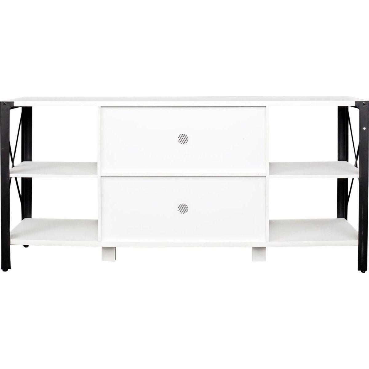 TV Stands for Living Room, Industrial TV Stand for Bedroom Furniture, Farmhouse TV Stand 80 Inch Television Stand, Modern Horizontal Wood and Metal Open Bookshelf