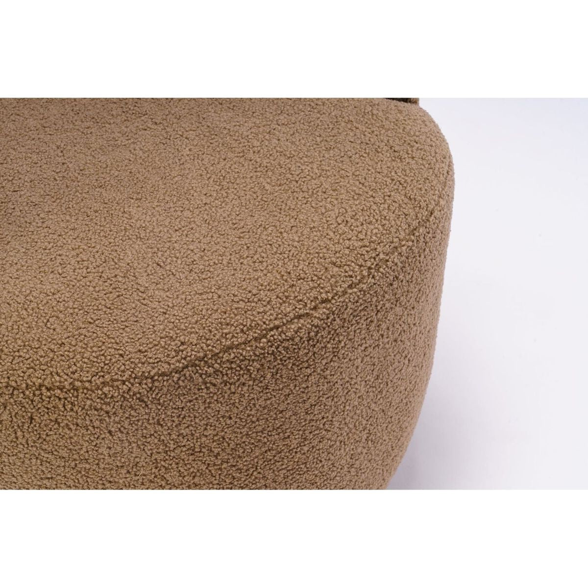 Teddy Fabric Swivel Accent Armchair Barrel Chair With Black Powder Coating Metal Ring,Coffee Brown