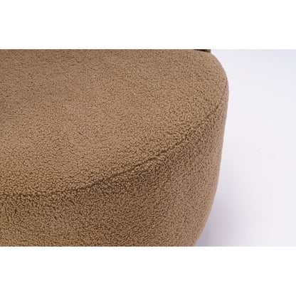 Teddy Fabric Swivel Accent Armchair Barrel Chair With Black Powder Coating Metal Ring,Coffee Brown