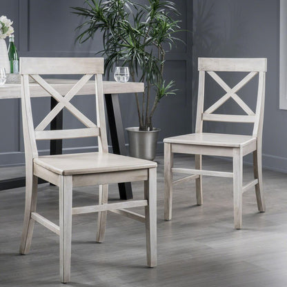 Acacia Wood Dining Chairs, Light Grey Wash, 21D x 17.75W x 35.5H Inch