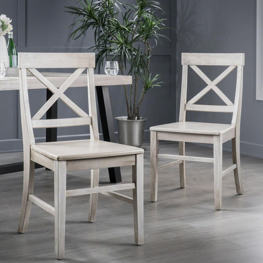 Acacia Wood Dining Chairs, Light Grey Wash, 21D x 17.75W x 35.5H Inch