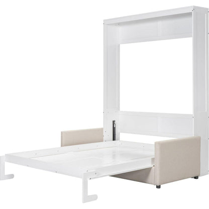 Queen Size Murphy Bed Wall Bed with Cushion, White