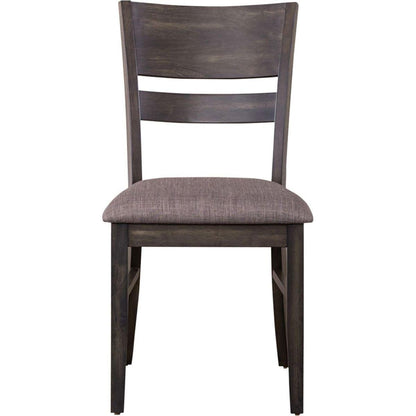 Almeta Solid Wood Slat Back Upholstered Dining Chairs, Set of 2 -Dark Umber Brown Finish