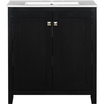 30inch Freestanding Bathroom Vanity Combo with Ceramic Sink Shaker Style Vanities -2 Doors and 2 Drawers