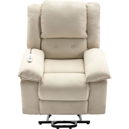 Massage Recliner,Power Lift Chair for Elderly with Adjustable Massage and Heating Function,Recliner Chair with Infinite Position and Side Pocket for Living Room, Beige