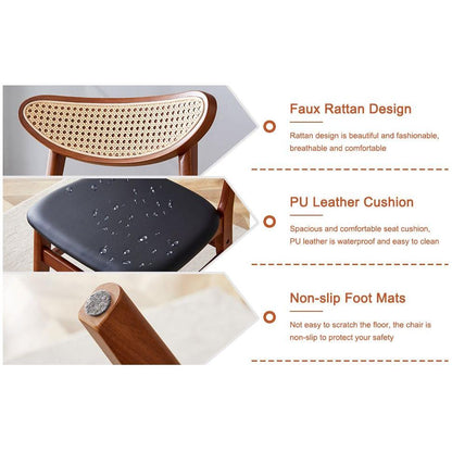 The stylish and durable solid wood dining chair, small curved back, PU cushion, and beautiful shape match perfectly with any room and everyday use