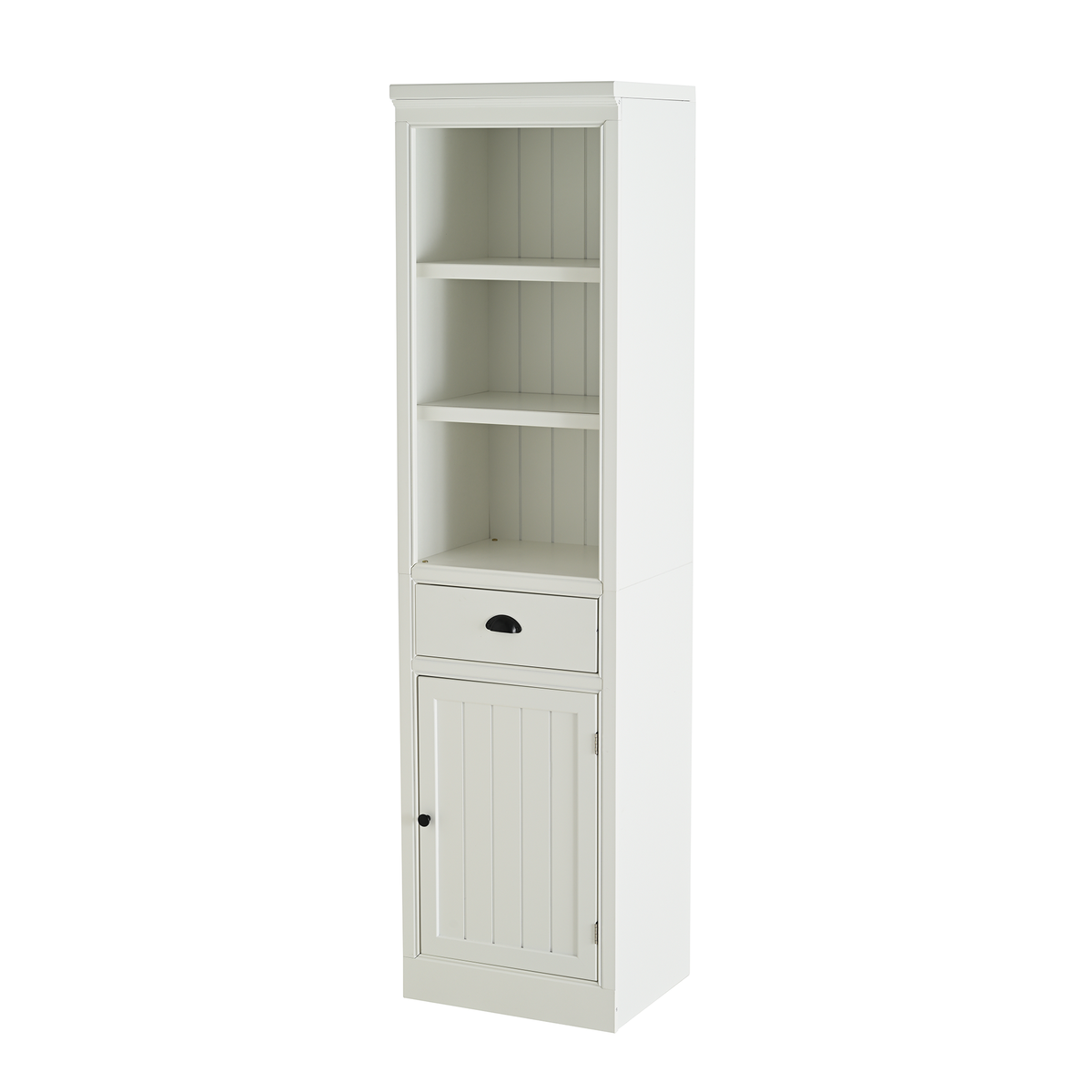 Retro Style 75'' Tall Display Shelf with Cabinet for Hallways Living Room Kitchen - White