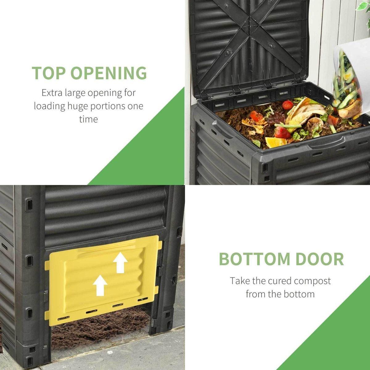 Garden Compost Bin 80 Gallon Outdoor Large Capacity Composter Fast Create Fertile Soil Aerating Box, Easy Assembly, Yellow