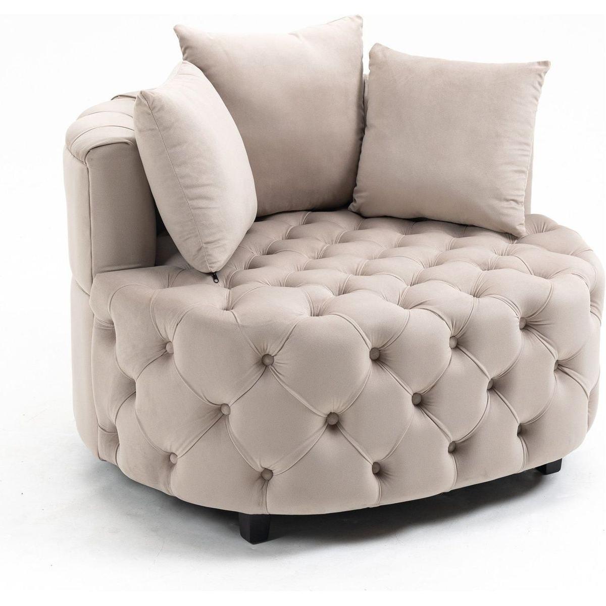 Accent Chair / Classical Barrel Chair for living room / Modern Leisure Sofa Chair (Khaki)