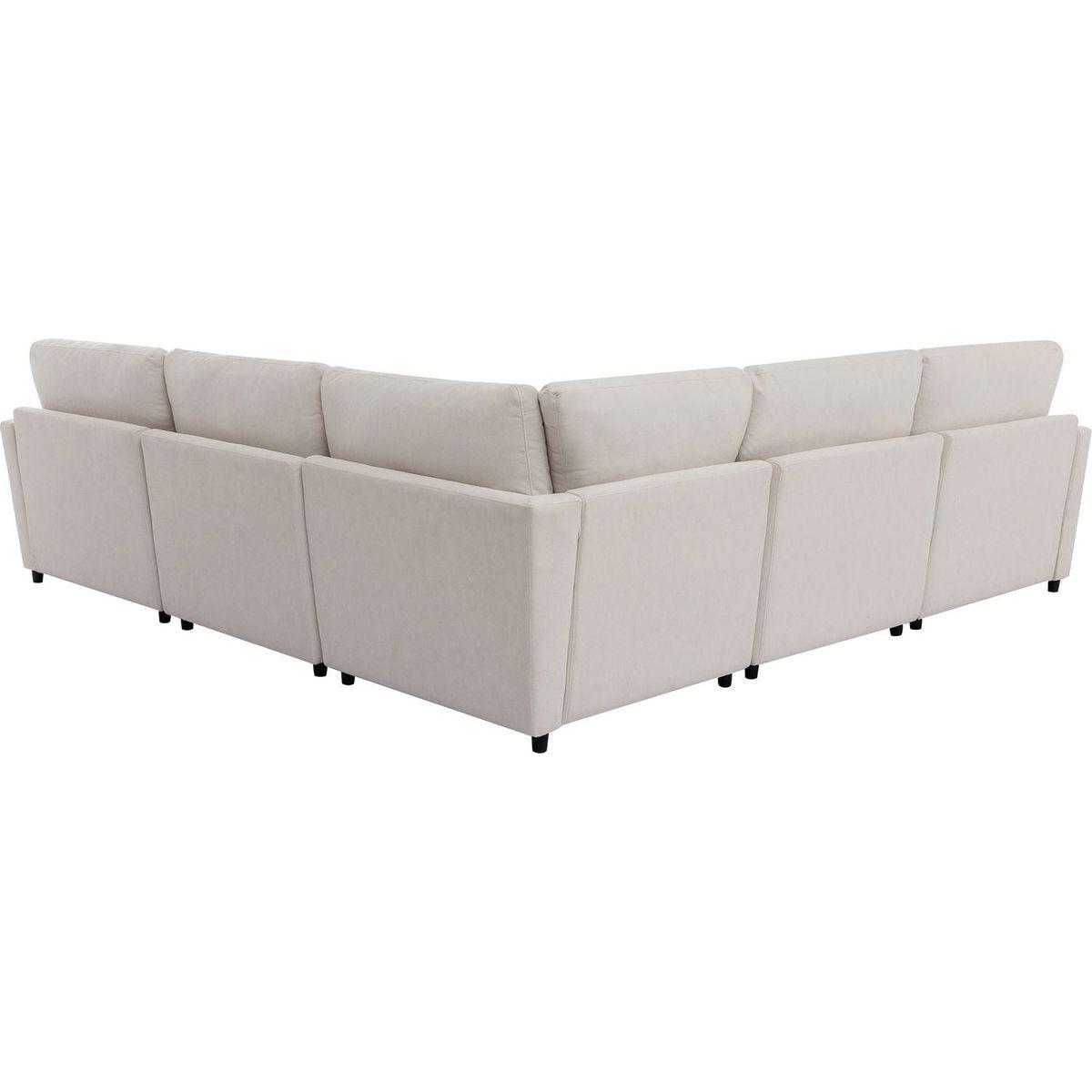 Modern Large U-Shape Sectional Sofa, with Removable Ottomans for Living Room (6-Seater)