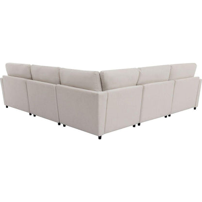 Modern Large U-Shape Sectional Sofa, with Removable Ottomans for Living Room (6-Seater)