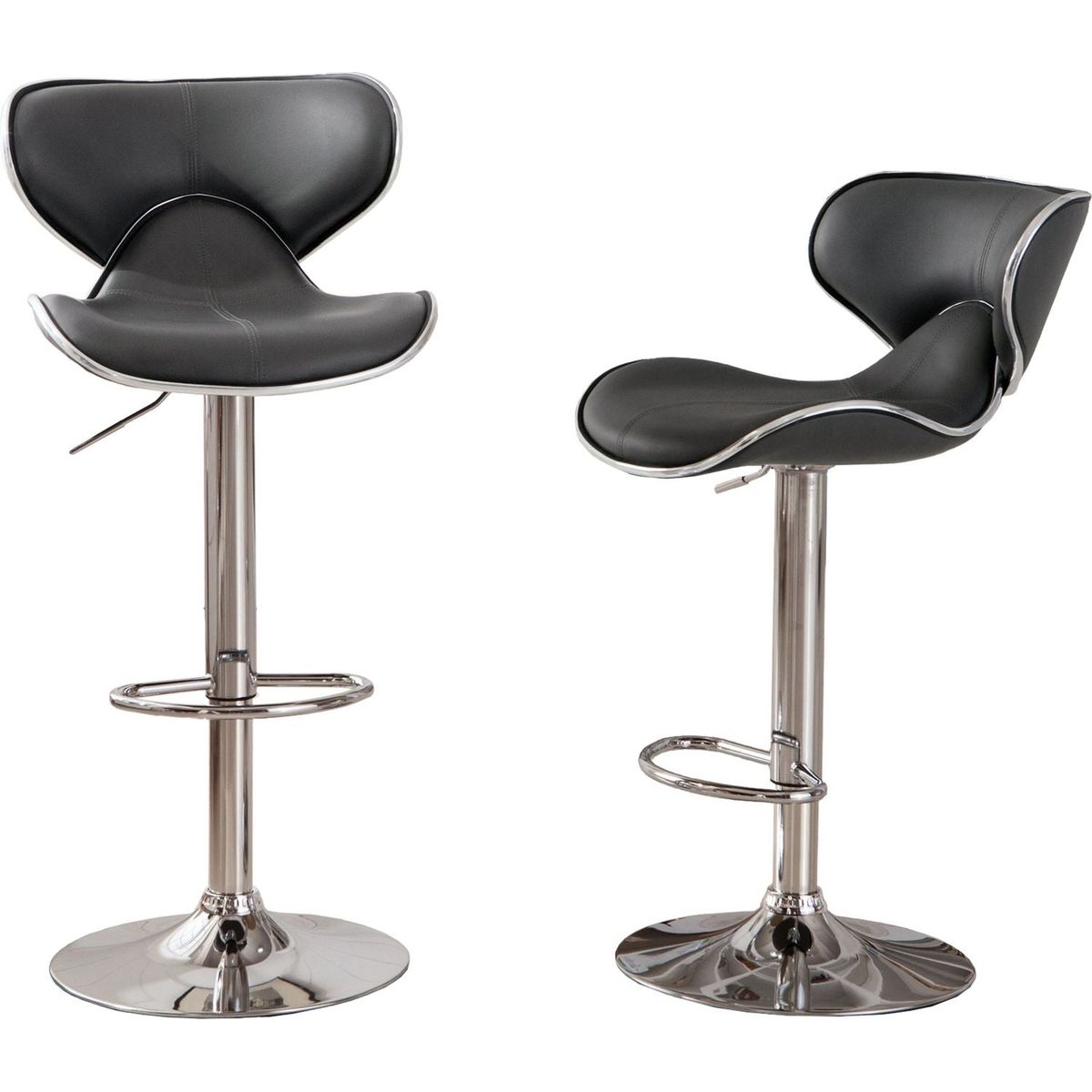 Masaccio Upholstery Airlift Adjustable Swivel Barstool with Chrome Base, Set of 2, Grey