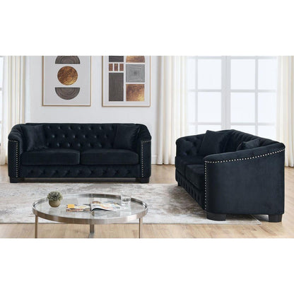 3-seater + 3-seater Combination sofa.Velvet black