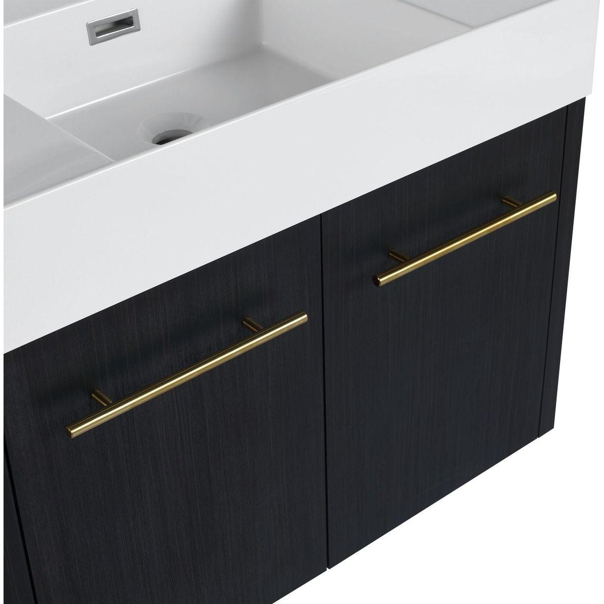 30 Inch Wall-Mounted Bathroom Vanity with Sink, Thick Edged Resin Basin, KD-Package