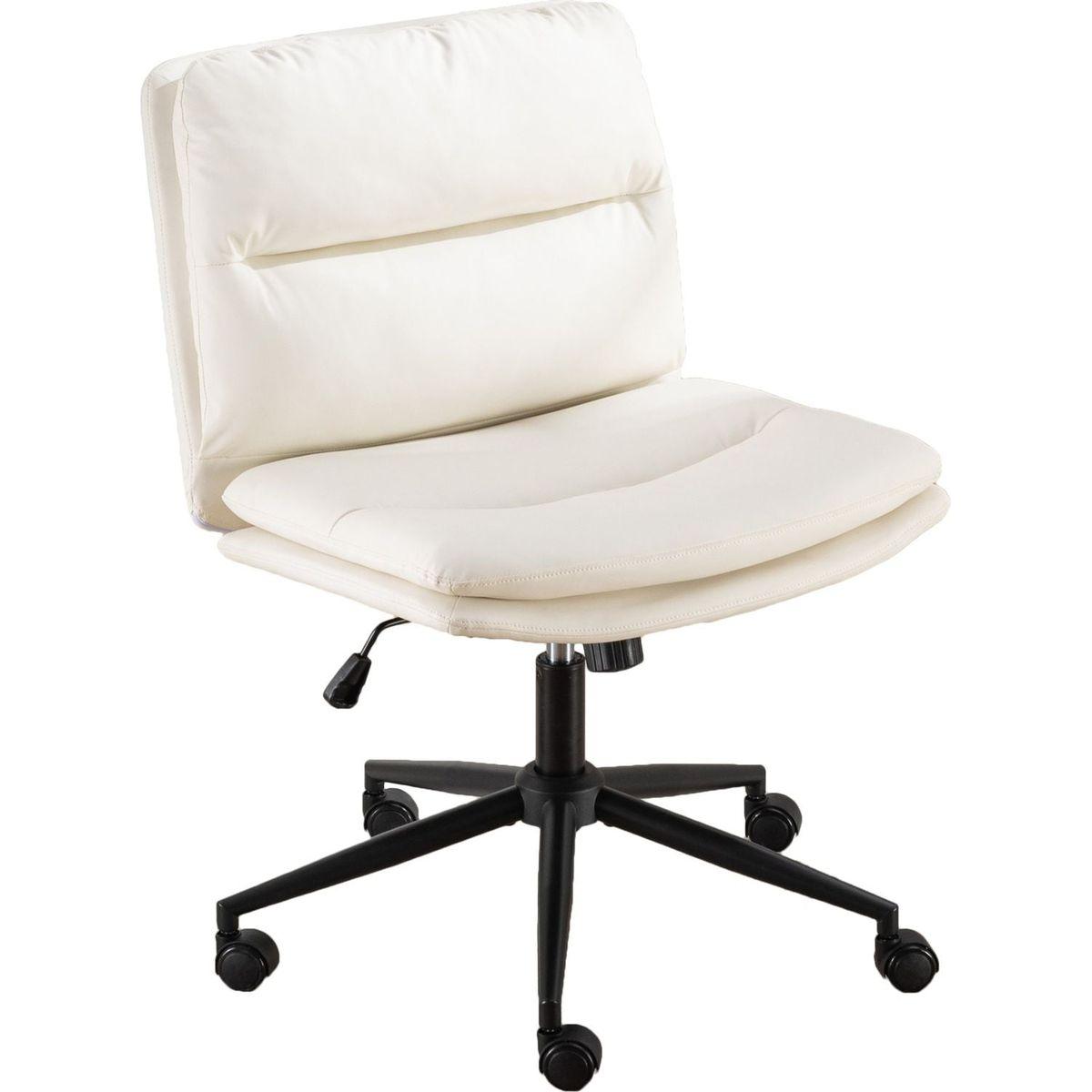 Bizerte Adjustable Swivel Criss-Cross Chair, Wide Seat/ Office Chair /Vanity Chair, White