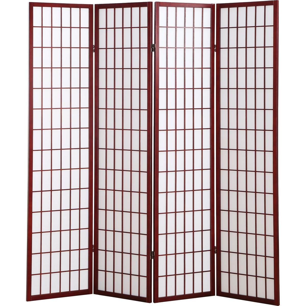 4 Panel Oriental Shoji Screen / Room Divider, Cherry