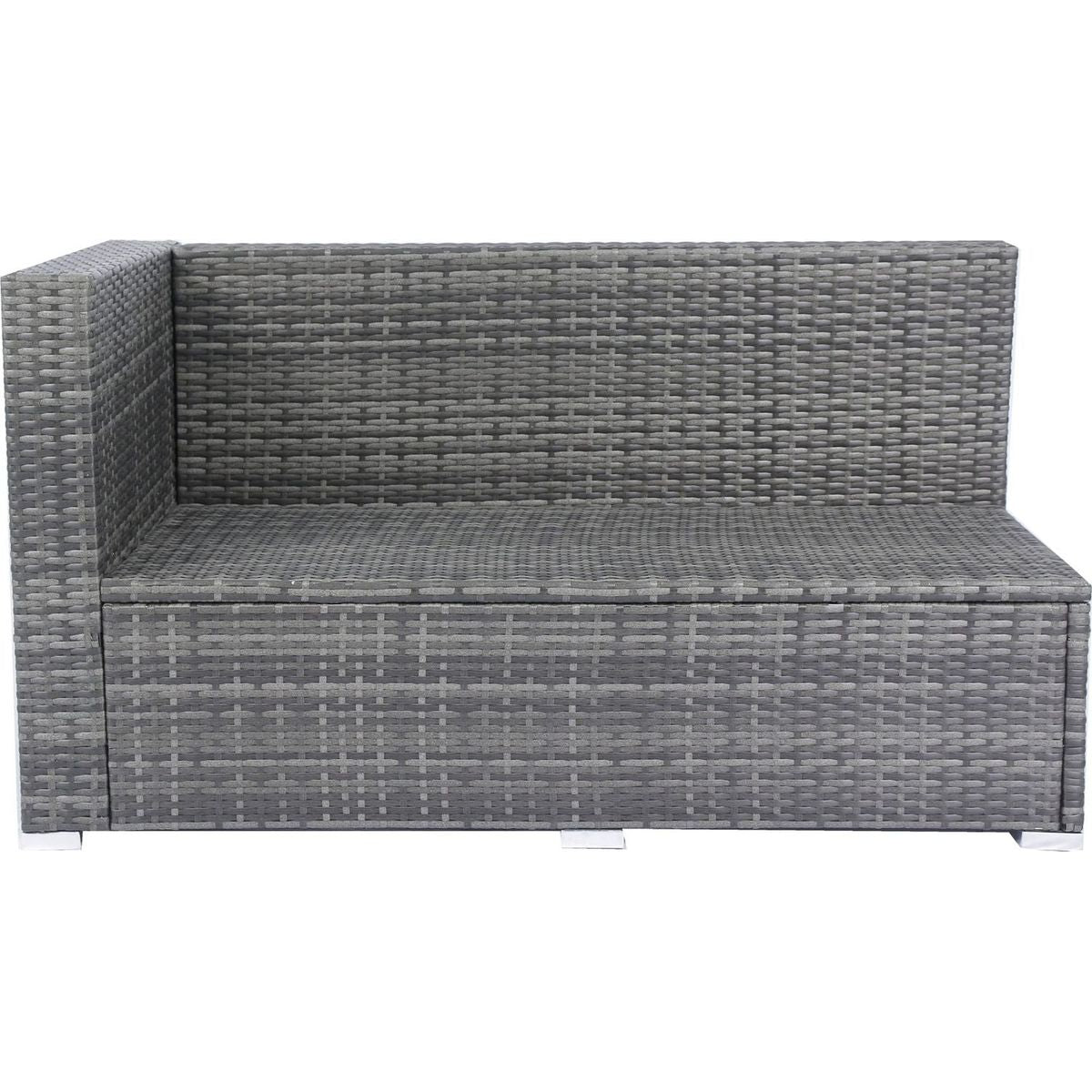 8 Piece Patio Sectional Wicker Rattan Outdoor Furniture Sofa Set with One Storage Box Under Seat and Cushion Box Grey wicker + Black Cushion + Clear Glass Top