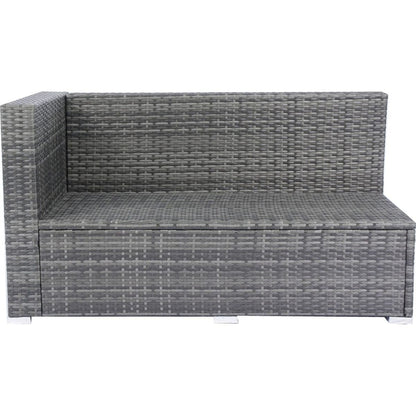 8 Piece Patio Sectional Wicker Rattan Outdoor Furniture Sofa Set with One Storage Box Under Seat and Cushion Box Grey wicker + Black Cushion + Clear Glass Top