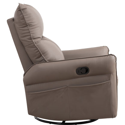 Rocking Recliner Chair,360 Degree Swivel Nursery Rocking Chair,Glider Chair,Modern Small Rocking Swivel Recliner Chair for Bedroom,Living Room Chair Home Theater Seat,Side Pocket(Brown)