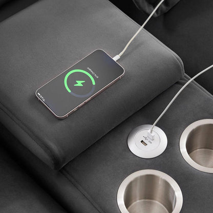 123x55" Modern U-shaped Sofa with Console,Cupholders and USB Ports,6-seat Upholstered Symmetrical Indoor Furniture,Sleeper Couch Set with Chaise for Living Room,Apartment,2 Colors