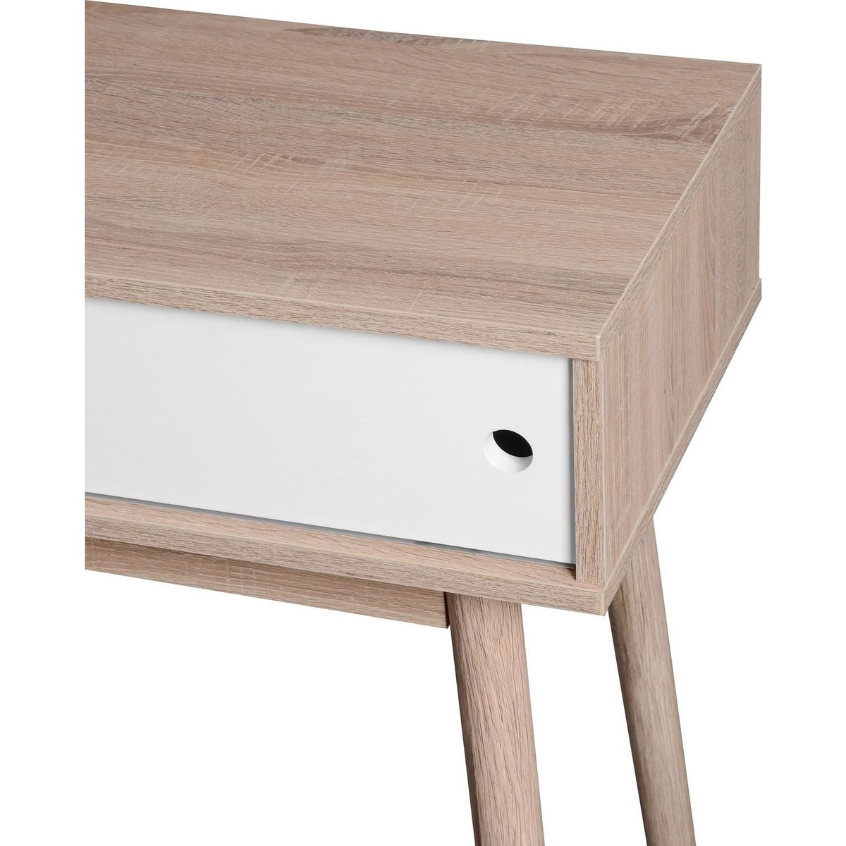 Entryway Table with 2 White Sliding Doors, Console Table with Storage Space and Wood Legs,Sofa Table Behind Couch for Hallway, Living Room, Natural Color