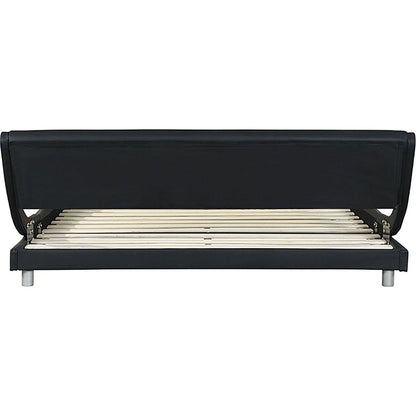 Faux Leather Upholstered Platform Bed Frame,LED lighting with remote controller and APP,Curve Design,Wood Slat Support,No Box Spring Needed,Easy Assemble,Queen Size,Black