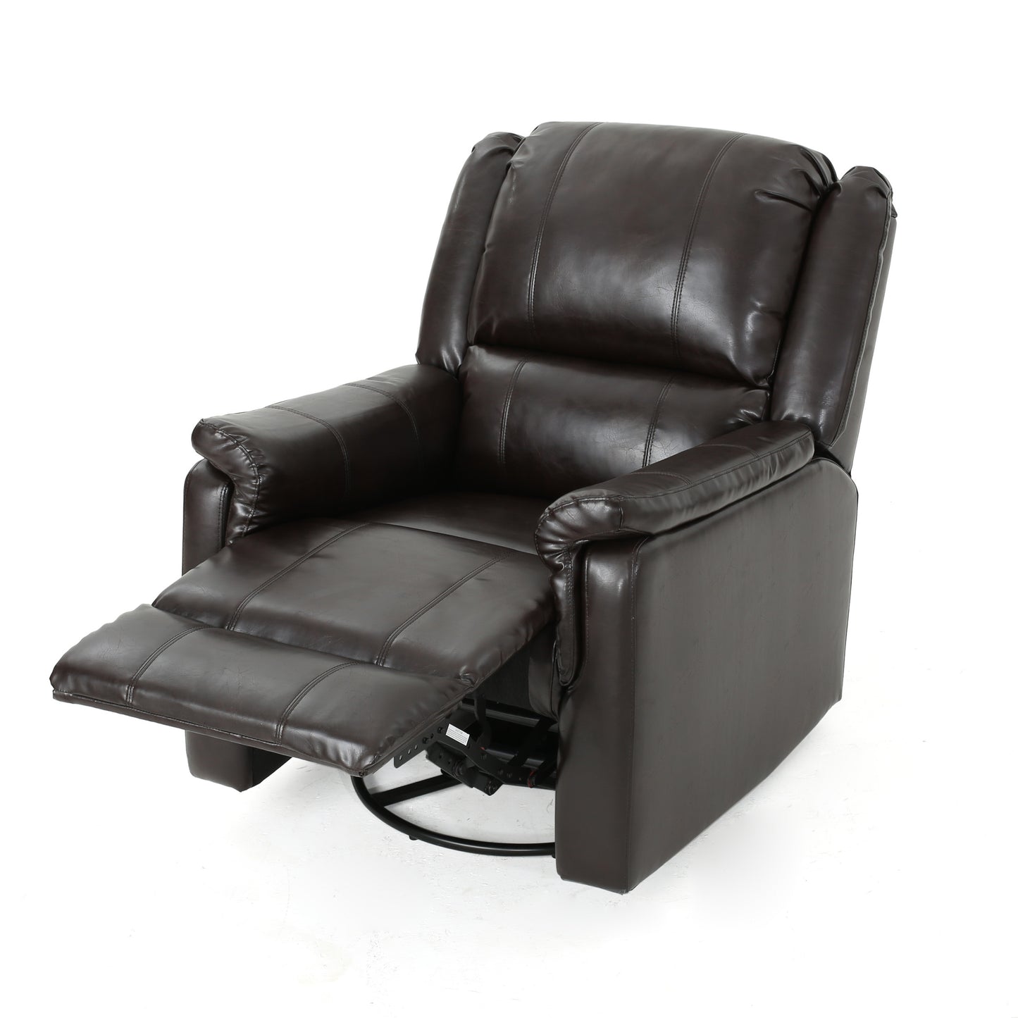 Brown PU Glider Recliner with Swivel, Manual Reclining Chair