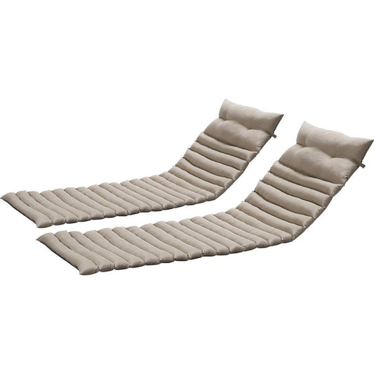 2PCS Set Outdoor Lounge Chair Cushion Replacement Patio Funiture Seat Cushion Chaise Lounge Cushion-KHAKI