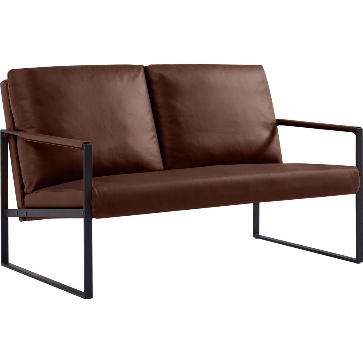 Lounge, living room, office or the reception area PVC leather accent arm chair with Extra thick padded backrest and seat cushion sofa chairs,Non-slip adsorption feet,sturdy metal frame,brown