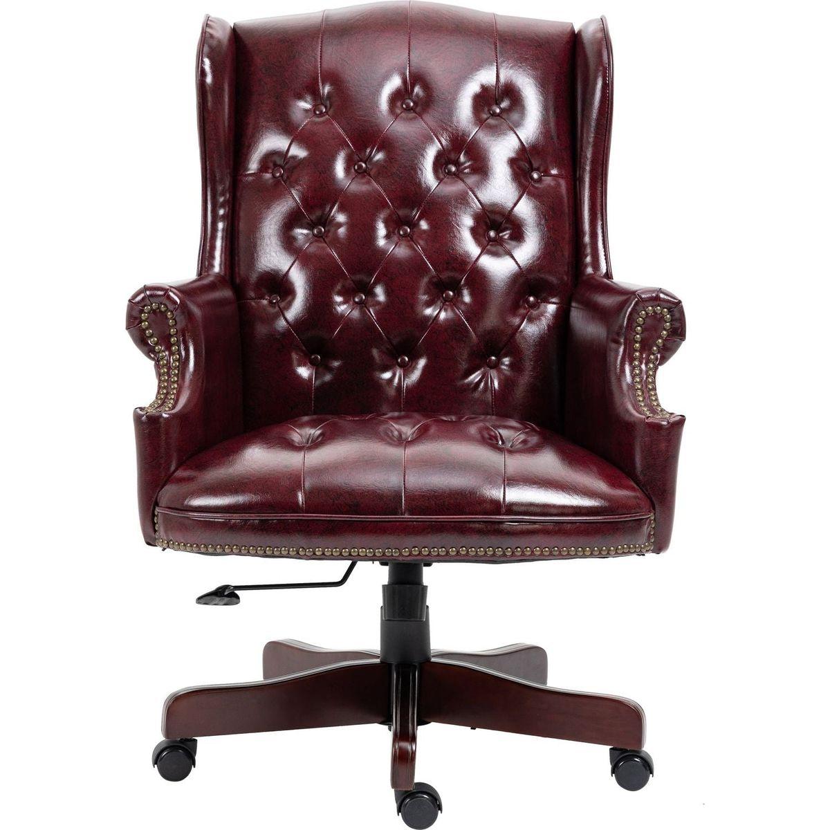 Executive Office Chair - High Back Reclining Comfortable Desk Chair - Ergonomic Design - Thick Padded Seat and Backrest - PU Leather Desk Chair with Smooth Glide Caster Wheels, 1 Pack Burgundy