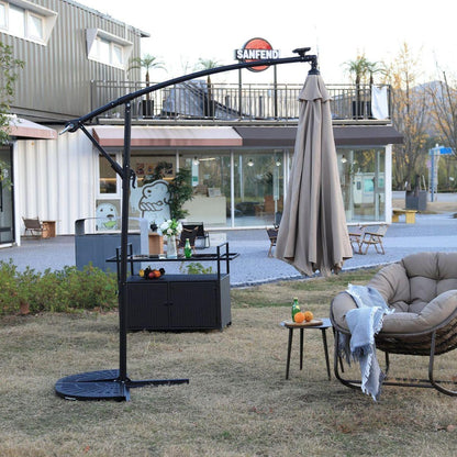 10ft Solar LED Offset Hanging Market Patio Umbrella (khaki)