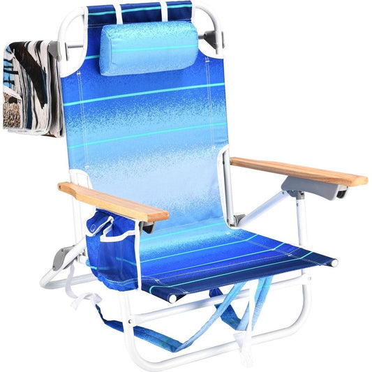 1PCS Backpack Beach Chairs for Adults Beach towel backpack beach chairs for adults 5 position chair with pouch folding lightweight positions back pack 13 inch high